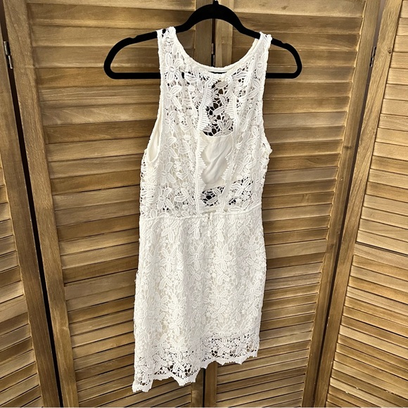 Sabo Skirt High Neck Crochet Lace Mini Dress Size Small Off White - Picture 8 of 14